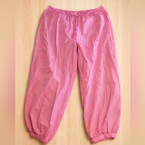 Anthropologie Pants - ANTHROPOLOGIE womens pink drawstring pants crop cotton 1x